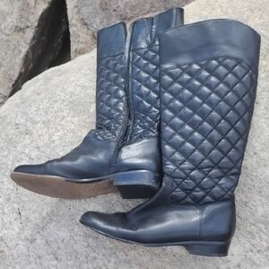 Corso Como Quilted Over the Knee Boots - Dark Blue